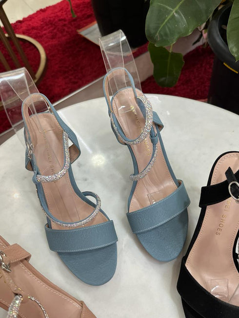 Open Toe High Heels With Rhinestone Ankle Strap